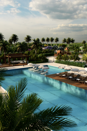 A piscina de um condomínio